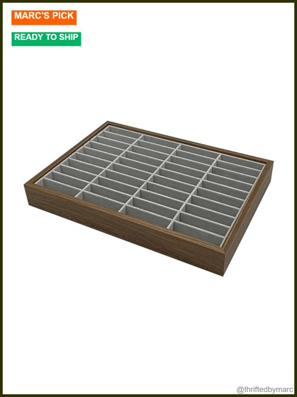 40 Slot Velvet Wood Jewelry Tray Organizer Bracelet Watch Display